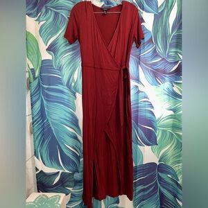 Forever 21 Burgundy Wrap Maxi Dress with Side Tie